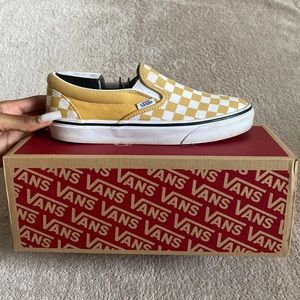 Yellow Checkered Slip On- Vans